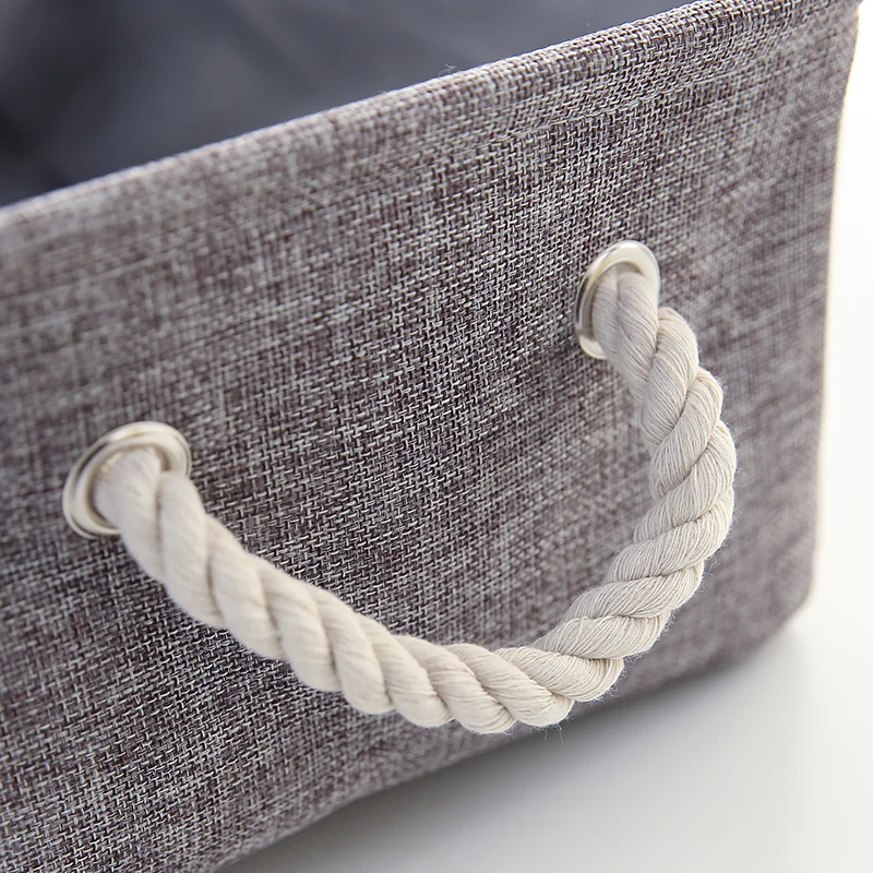 New large folding Linen fabric storage basket kids toys storage box Clothes Storage Bag organizer Holder with Handle