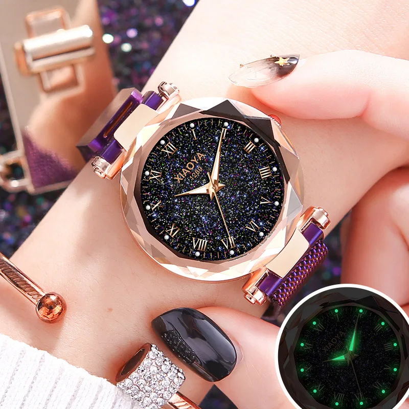 

Fashion Magnetic buckle Women Mesh Belt Watches Ladies Quartz Analog Wristwatch Bracelet Quartz Wrist Watches XFCS WITH BOX