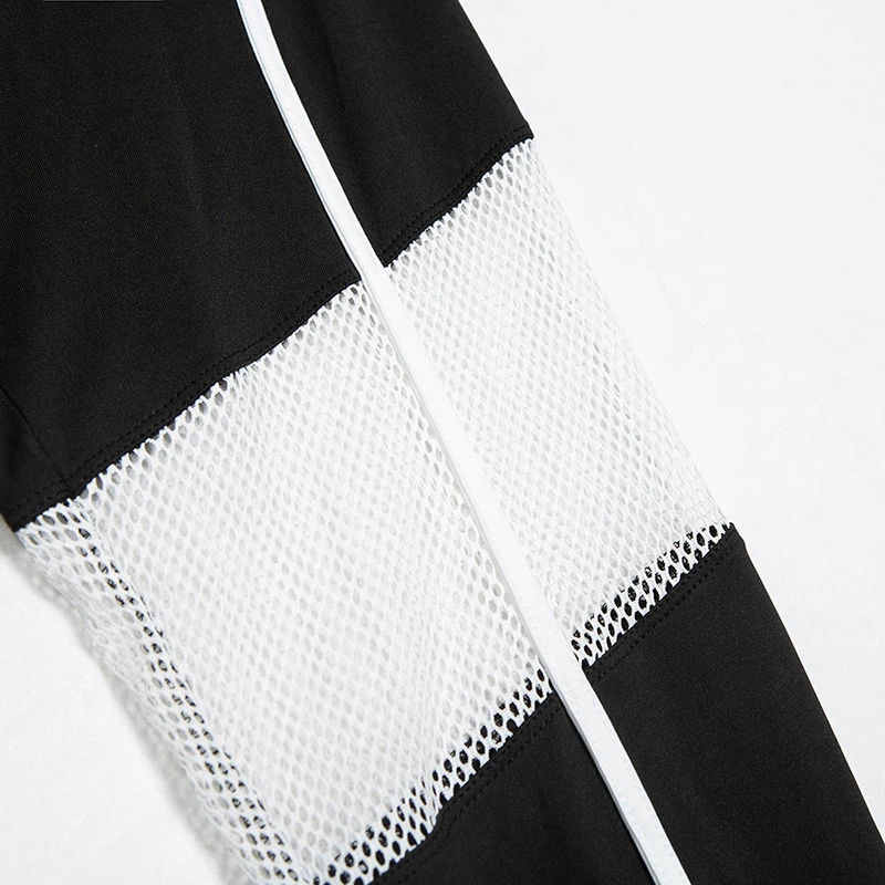 Women Black White Mesh Patchwork Spandex Capris Slim Activewear Pants High Waist Fitness Yogaing Gyms Workout Leggings (16)