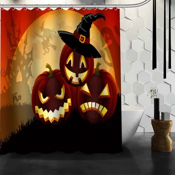 

Halloween pumpkins Shower Curtain Hot Sale product Personalized Custom Fabric Bath Screens
