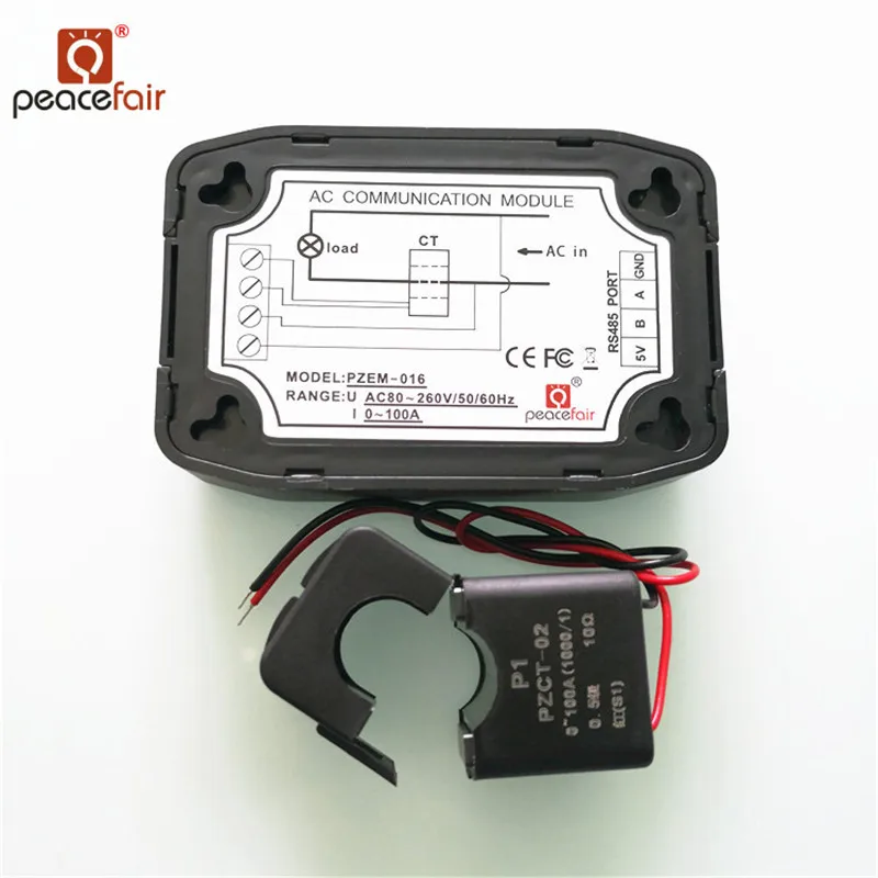 Peacefair Новые AC Вольт Ампер Мощность завод метр 220 V 100A RS485 Modbus кВтч Мощность монитор для Homekit PZEM-016 с Разделение CT