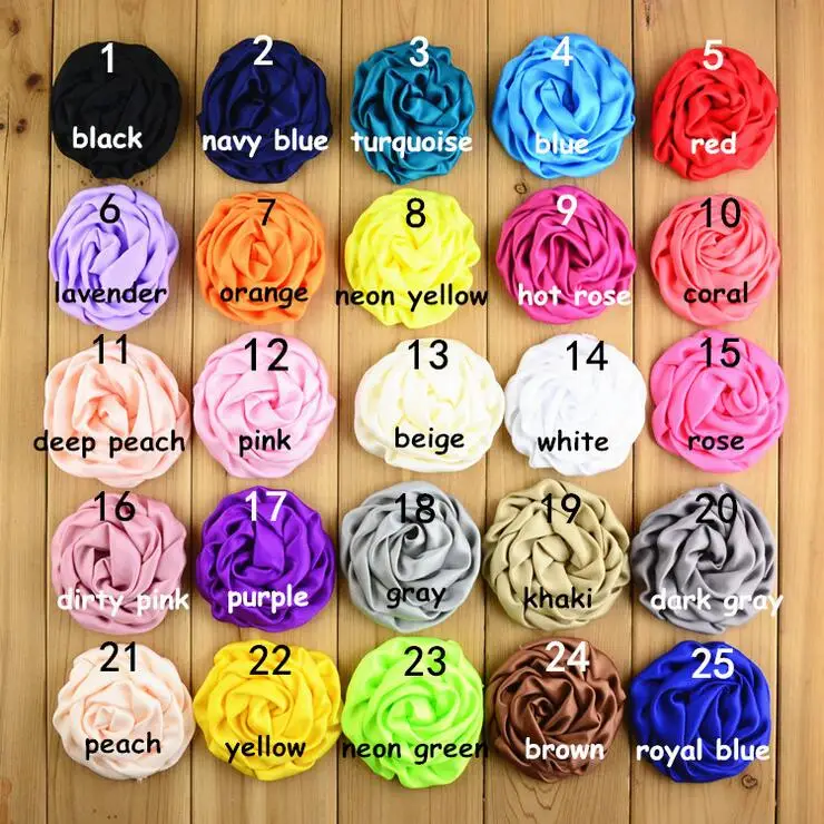 

30PCS 7.5CM satin flower for kid headband DIY craft can choose colors(HMF-106)