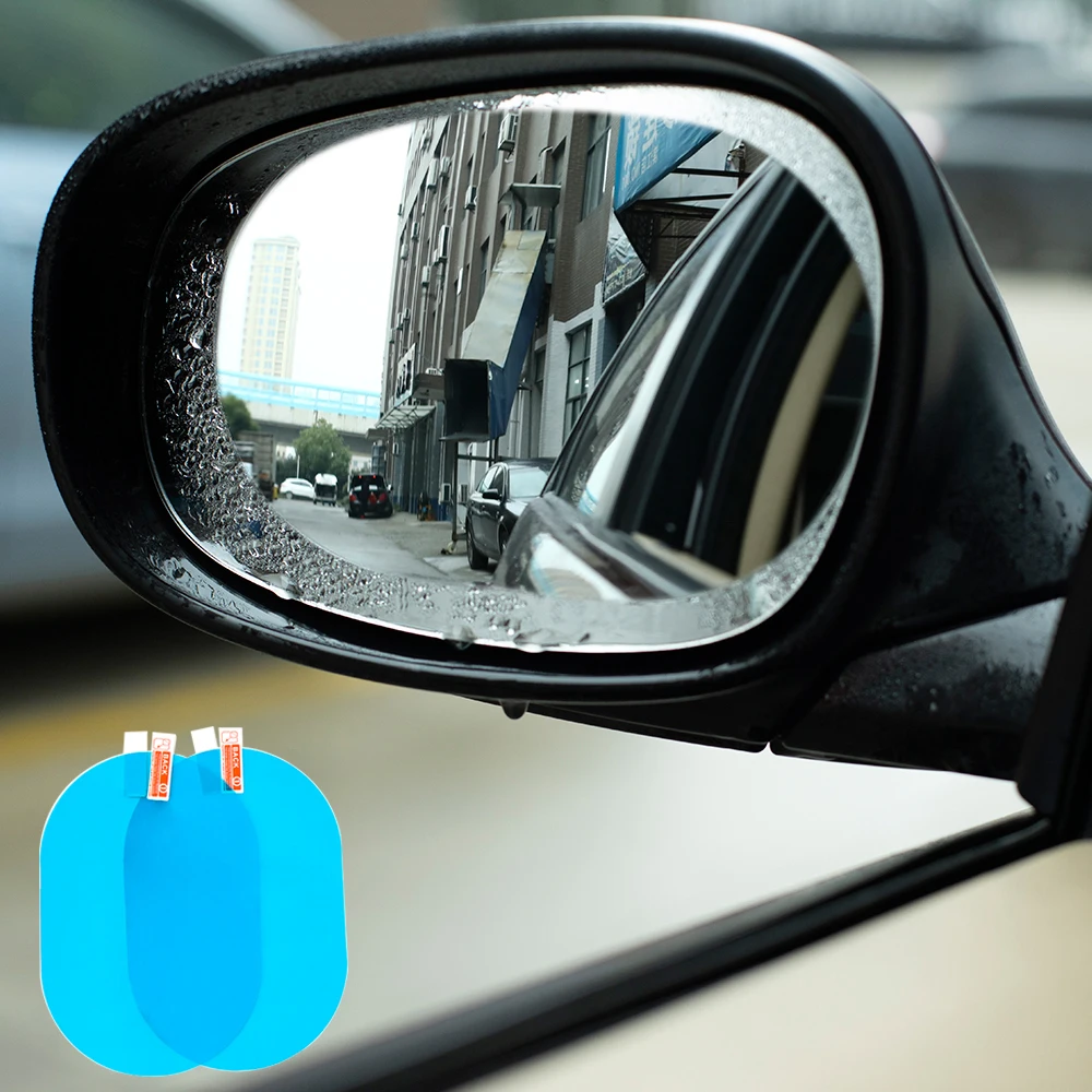 Anti Fog Car Sticker Car Mirror Window Clear Film Car Rearview Mirror Protective Film Waterproof  2 Pcs/Set 6