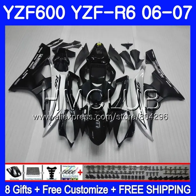 

Body For YAMAHA YZF R 6 YZF-600 YZF600 YZFR6 06 07 Frame 102HM.21 YZF-R6 06 07 YZF 600 YZF R6 2006 2007 Fairing Kit Factory blk