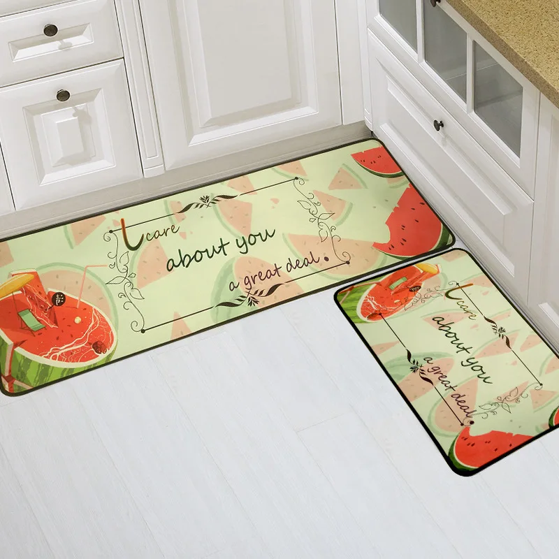 

Fruit Dog Flamingo Cat Cartoon Print Kitchen Rug Floor Door Mat Kitchen Carpet Washable Absorb Long Hallway Doormat For Entrance
