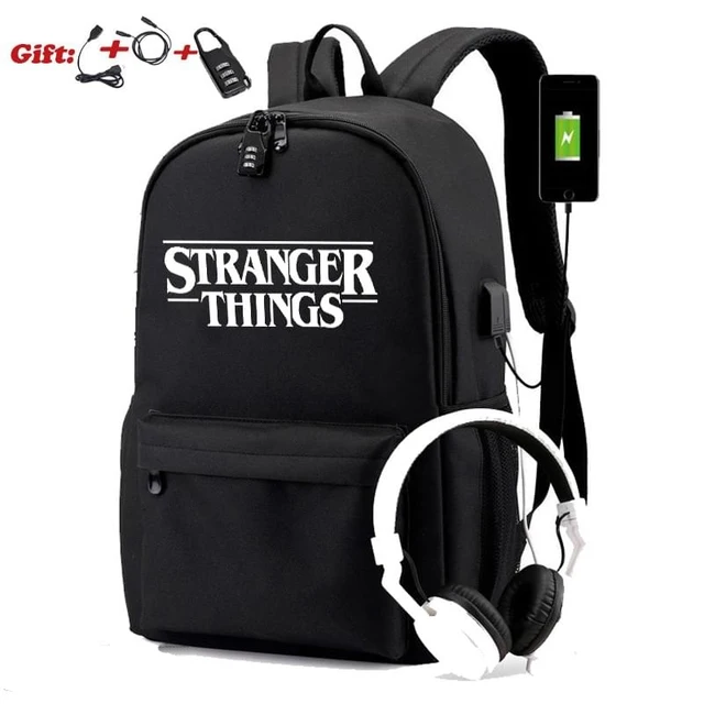 Mochila Stranger Things para bolso escolar luminoso carga USB, antirrobo e impermeable, para la - AliExpress