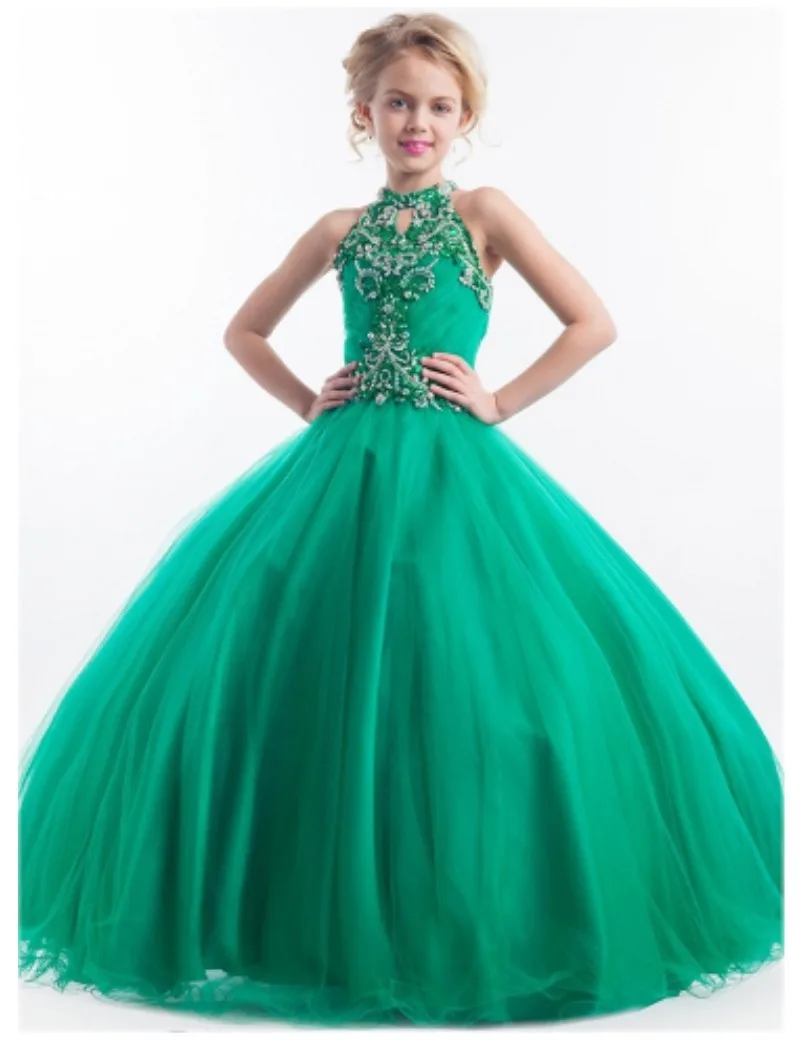 Amazing Green Lace Flower Girl Dresses Gowns for Juniors Vestido