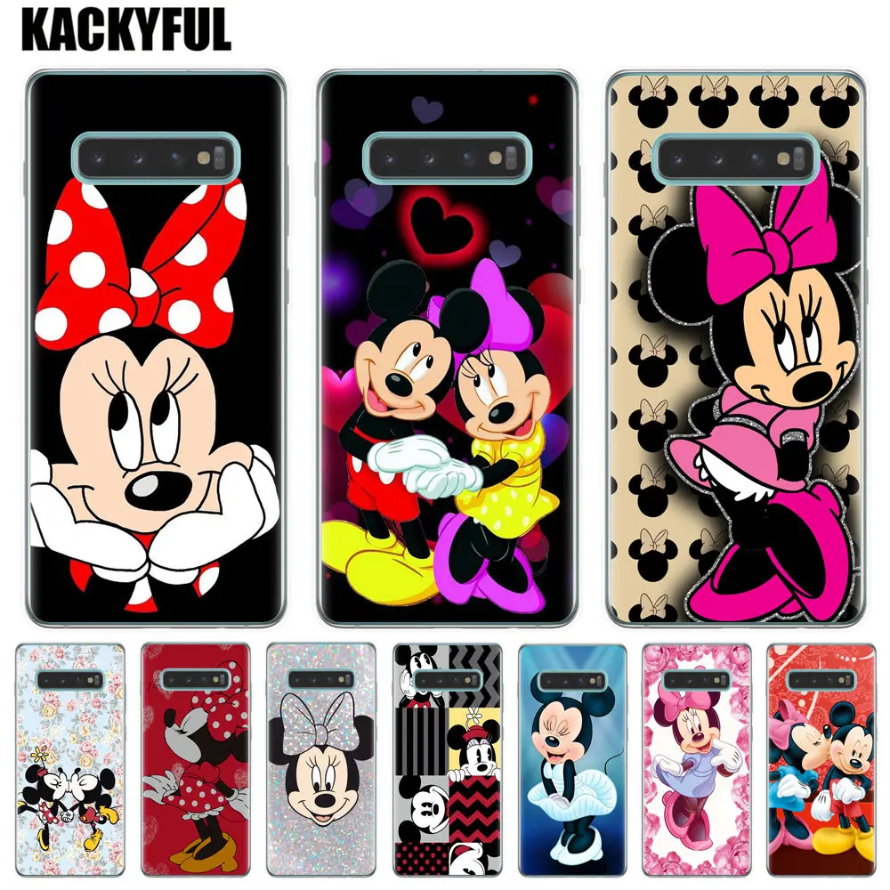 

Cute Mickey Minnie Cover For Samsung Galaxy S10 S10E S10 Plus + 5G Case Soft TPU Silicone Cases For Samsung M10 M20 Phone Case