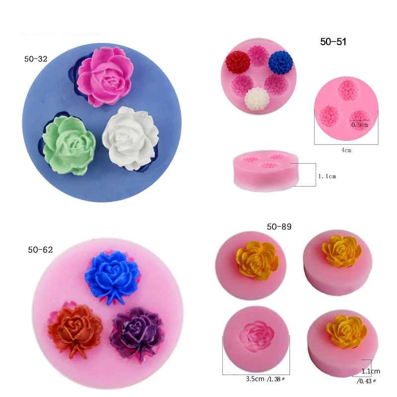 3D Роза силиконовая формочка с цветами форма для конфет форма для шоколада формы для мастики для кексов, помадки инструменты для украшения торта в переменного тока, 50-32