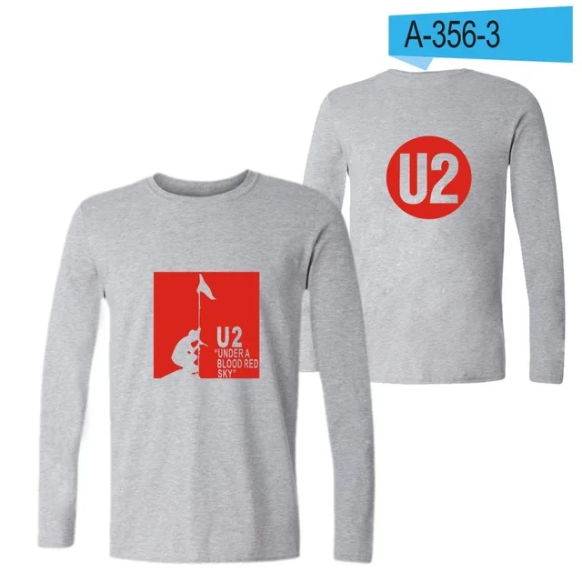 U2 брендовая футболка с длинным рукавом для мужчин и женщин Crewneck U2 band printed Футболка мужская хип-хоп футболка Топы унисекс Одежда XS-4XL - Цвет: gray