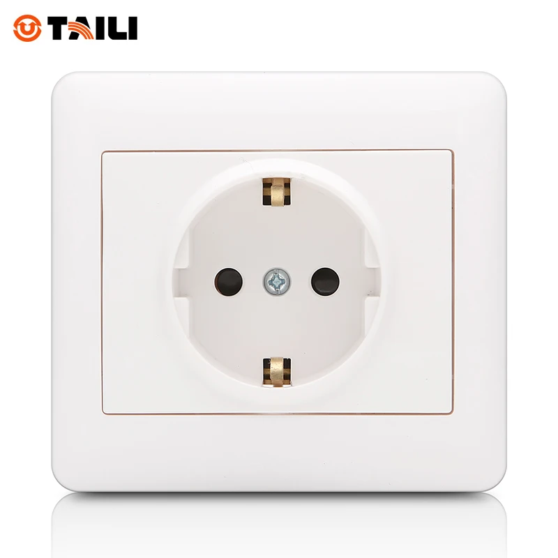 

TAILI Brand Wall Socket EU Standard German Socket Plug With Earth Contact AC110~250V 16A Wall Power outlet #TL3321-OS