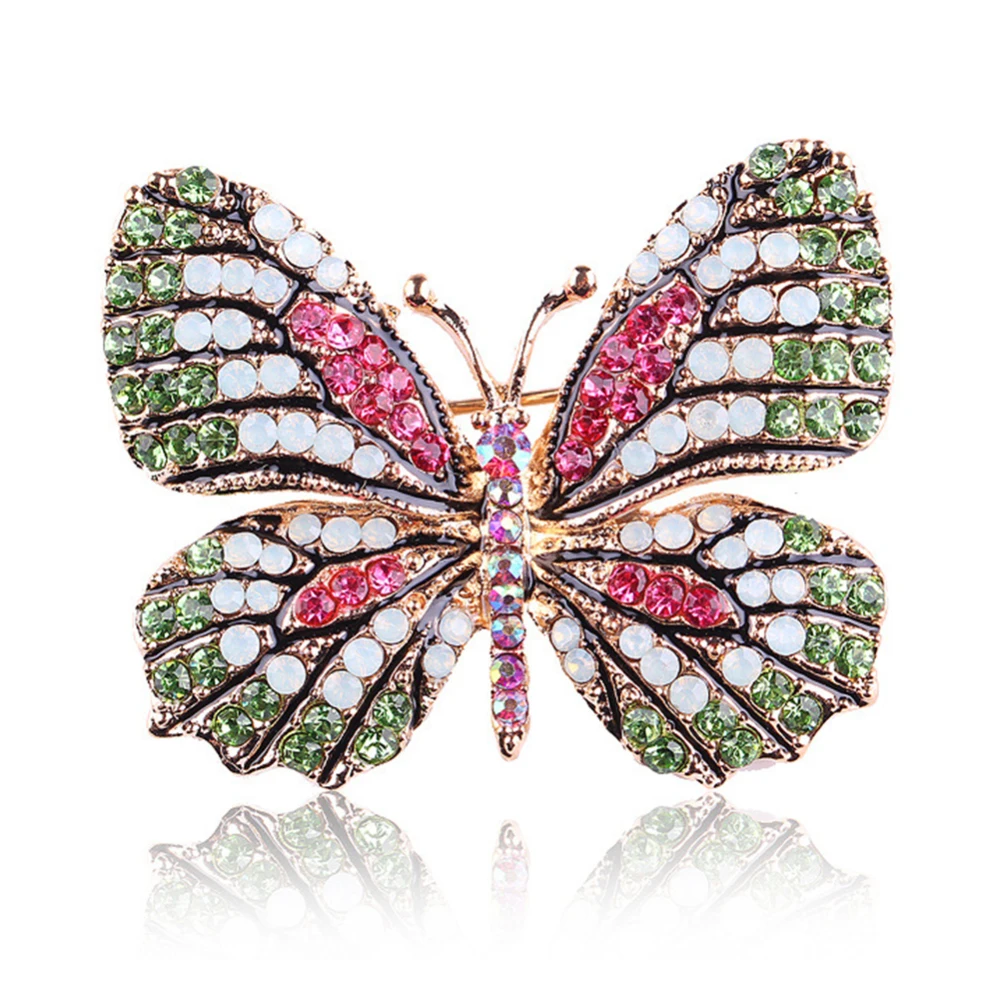 New Arrival 2020 Colorful Crystal Rhinestone Alloy Brooch Plating Butterfly Lifelike Women Jewelry Accessory | Украшения и