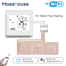 スマートサーモスタット WiFi 温度コントローラ水暖かい床暖房動作 Amazon Alexa エコー Google ホームチュウヤアプリ制御(China)