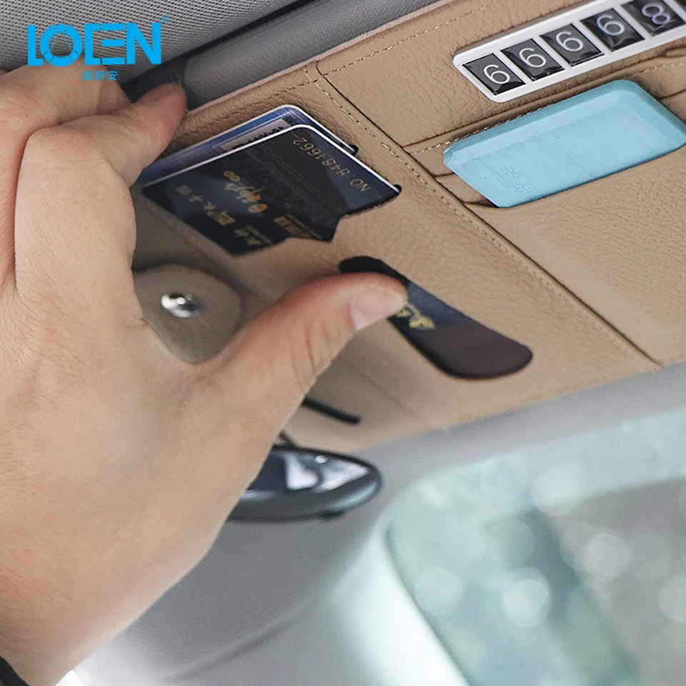 Козырёк от солнца LOEN черный бежевый серый Кожаный Автомобильный держатель