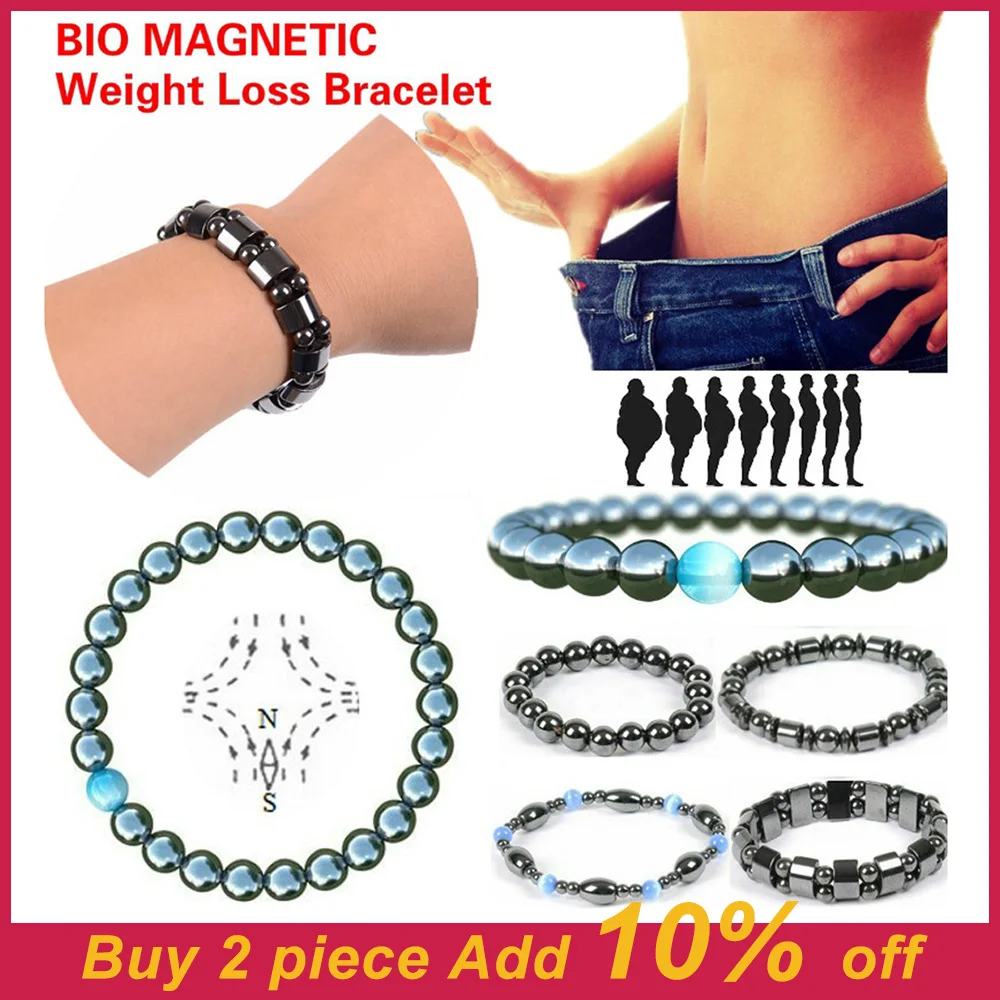 

1Pc Magnet Bracelet Slimming Weight Loss Bracelet Slimming Hand Chain Round Hematite Magnetic Stone Therapy Jewelry Health Care