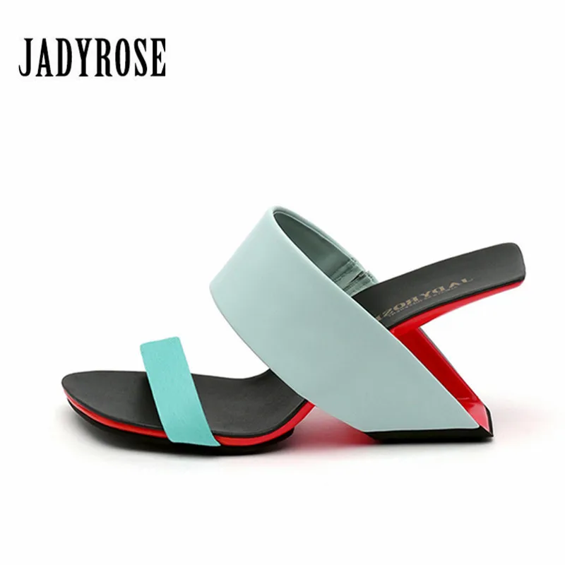 Женские босоножки на танкетке Jady Rose кожаные туфли лодочки необычном высоком
