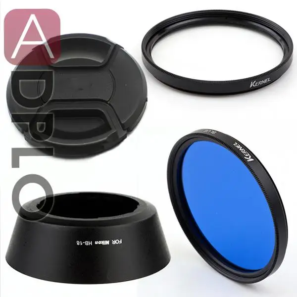 Lens Accessories set!HB-18 Bayonet Lens Hood + Snap-on Lens Cap + Kernel 67mm UV lens filter + Full Color Special Filter