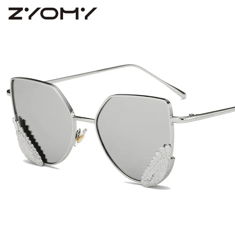 

Zyomy Men and Women Glasses Brand Designer Angel Wings Unisex Sunglasses Elegant Sunglasses Luxury Unique UV400 Cat Eye Shade