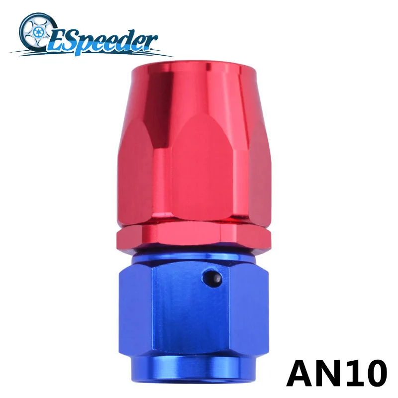 

ESPEEDER AN10 Hose End 0 Degree Swivel Straight Fitting Adapter Oil Fuel Reusable Red And Blue Fitting Anoized Aluminium Fitting