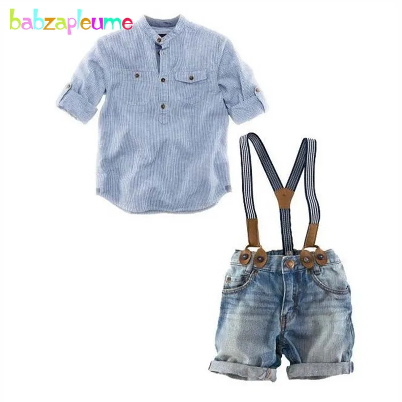 

2018 Fashion Toddler Kidswear Baby Boys Clothes Short-Sleeve Striped Shirt+Jeans Two-Piece Children Tracksuits Boys suits A270