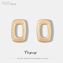 Yhpup трендовые корейские модные серьги-гвоздики простые милые Полые квадратные серьги для женщин новые модные ювелирные изделия вечерние подарки