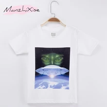 Kids T-Shirt For Boys Alien Spaceship UFO Cartoon Monster Print Cotton Child Boy Short Sleeve T Shirt Girl Top Tee Free Shipping alien print tee