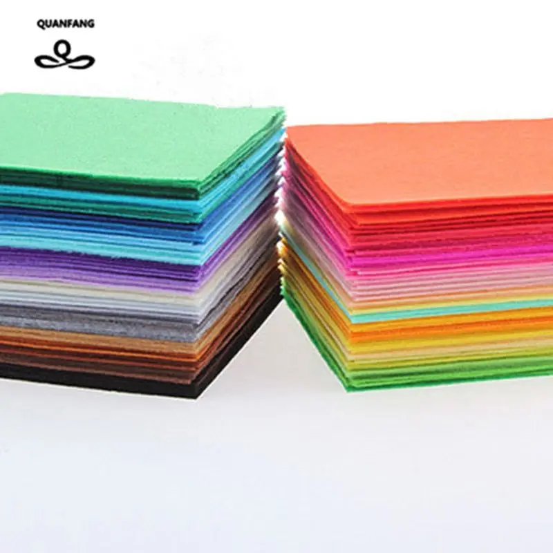 

QUANFANG Nonwoven Felt Fabric 1mm Thickness Polyester Cloth of Home Decoration Bundle for Sewing /DIY Dolls Crafts 40pcs 15X15cm