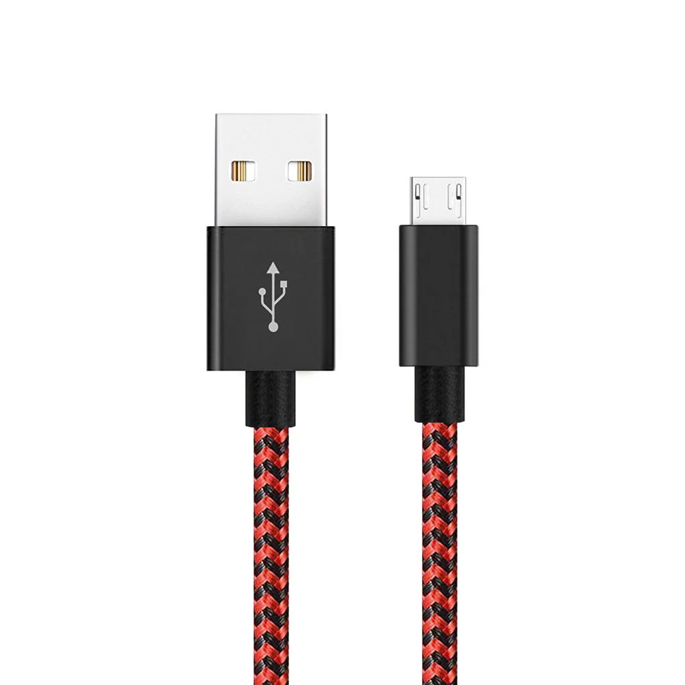 [3 шт. в упаковке] Micro USB кабель 2.4A кабель для быстрой зарядки Suntaiho нейлоновая оплетка USB кабель для передачи данных зарядный кабель для samsung LG Android Phone - Цвет: Black Red