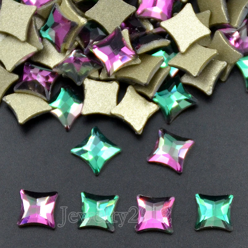 

100PCS/Pack 07 6x6mm Starlet Vitrail Medium No Hotfix Rhinestone Multi Shape Crystal Glass 3D Nail Art Gllitter Beads Top