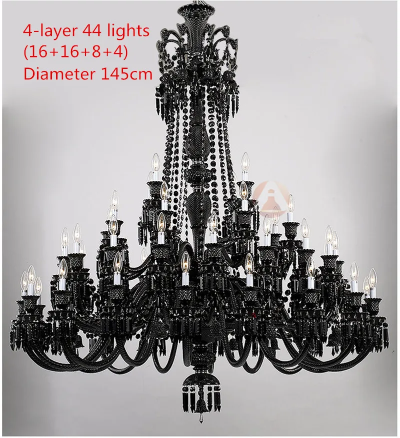 Церковь 145 см большая черная люстра люстры de cristal Хрустальная Люстра droplight вилла