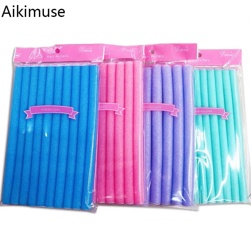 

10PCS Women EVA Hair Rollers Curler Wave Formers Flexi Rods Magic DIY Barber Accessories Hair Salon Styling Tools Hair Clip Pin