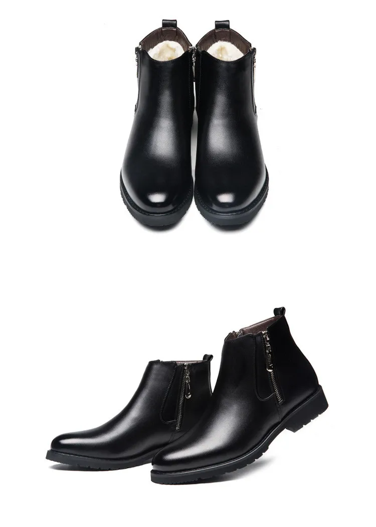 Merkmak/мужские ботинки на молнии в стиле ретро; кожаная классическая мужская обувь; удобные мягкие мужские теплые зимние ботинки; уличная мужская обувь