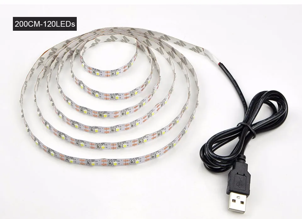 USB Светодиодная лента светильник RGB DC 5 В Гибкая лампа 60 Светодиодный s SMD 2835 Настольный ПК экран ТВ тыловая подсветка декор 1 м 2 м 3M 4M 5 м