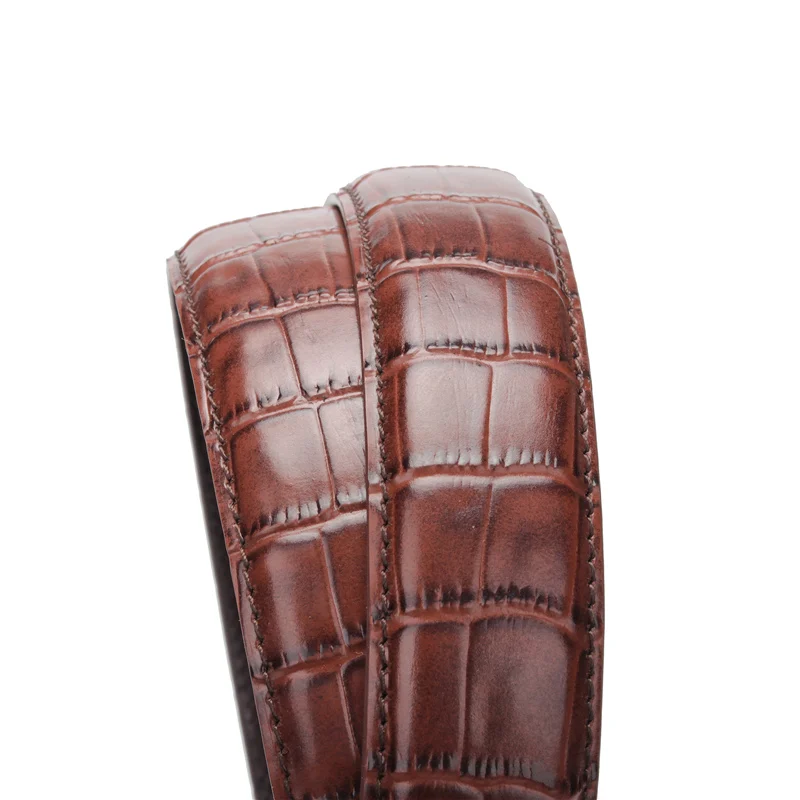 Casual Men Belts Crocodile Pattern Cowskin 3.0 CM Belts For Women Unisex Genuine Leather Belt Cinturones Para Hombre Black Brown