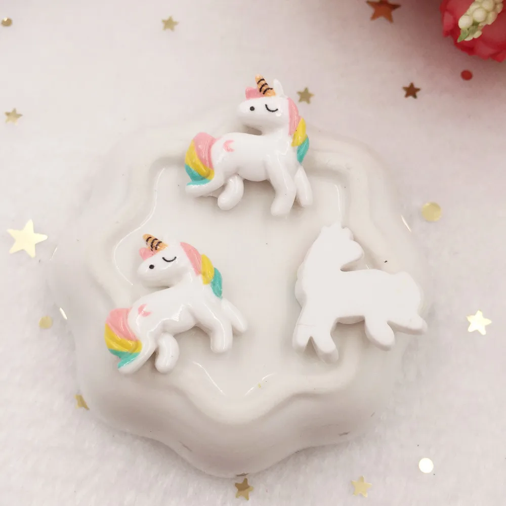 10pcs Lovely Resin 3D Colorful Unicorn Flat Back Cabochon Figurine Stone Embellishments Applique DIY Wedding Scrapbook Craft W67