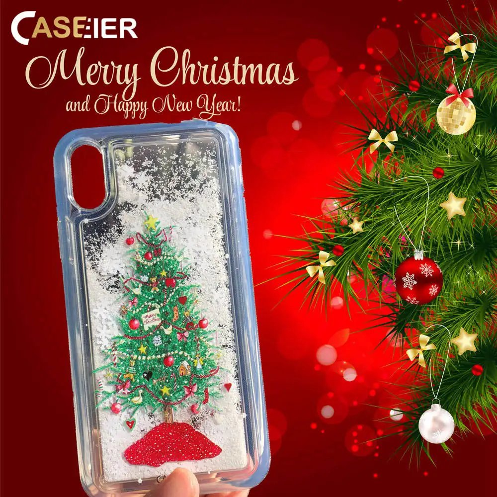 

CASEIER Snowflake Christmas Case For iPhone XS MAX XR X 8 7 Plus Soft TPU Quicksand Glliter Funda For iPhone 6 6s Plus 7 8 Case
