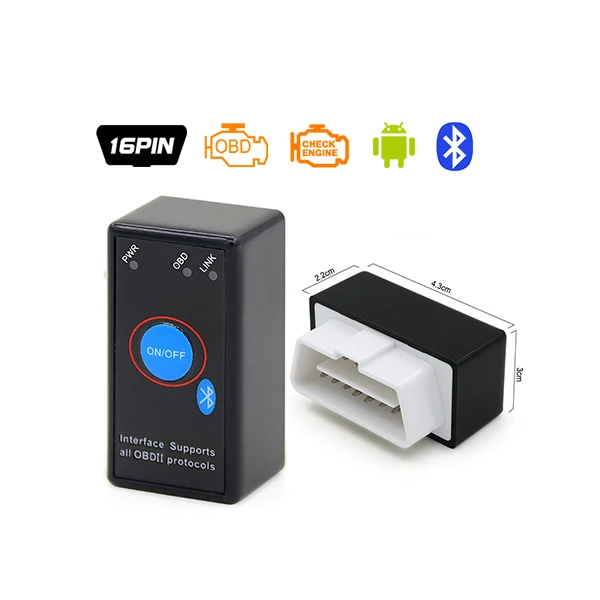 ELM327 Мини ELM 327 V2.1 OBD2 Bluetooth OBD2 Авто диагностический сканер OBDII 2 Автомобильный вяз 327 Тестер для Android Windows Symbian - Цвет: switch