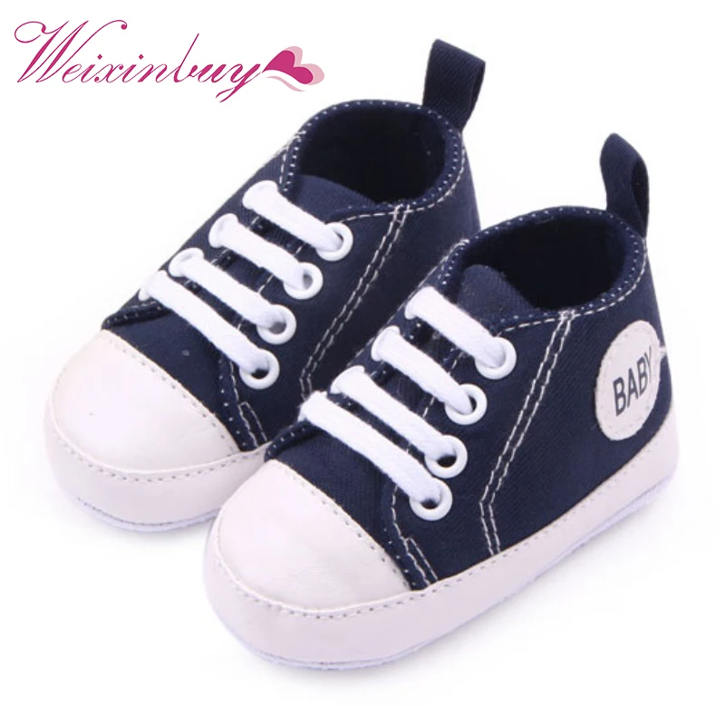 WEIXINBUY Infant Toddler Canvas Sneakers Kids Baby Boy Girl Soft Sole Crib Shoes First Walkers 0