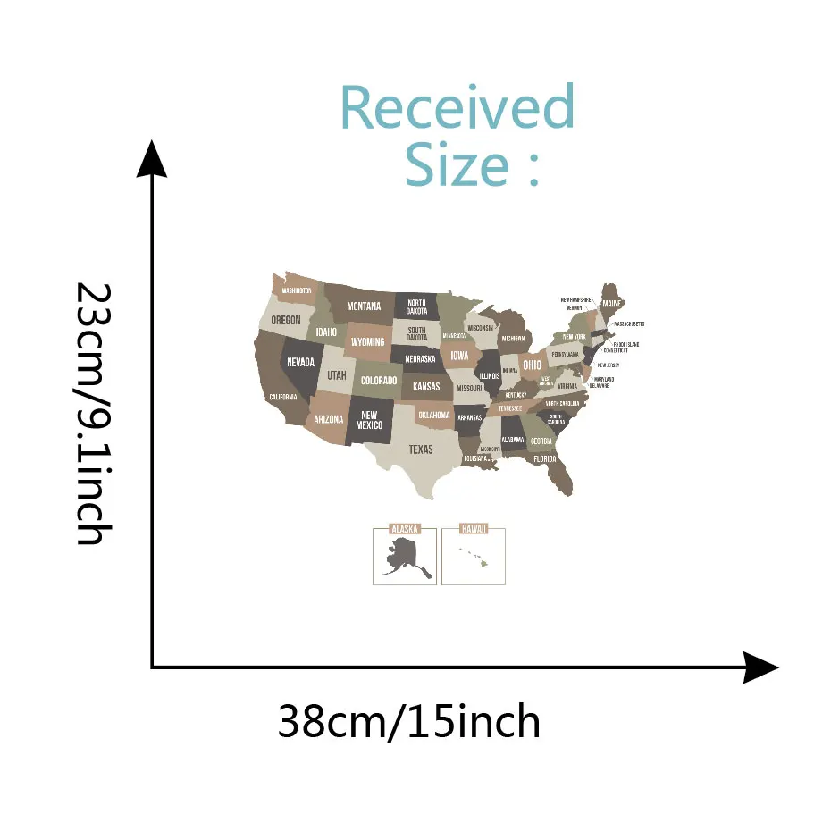 Pretty Color USA Map American States Map Wall Decal Kids Children's Art Vinyls Stickers Living Room Home Decorative Wallpaper (2)