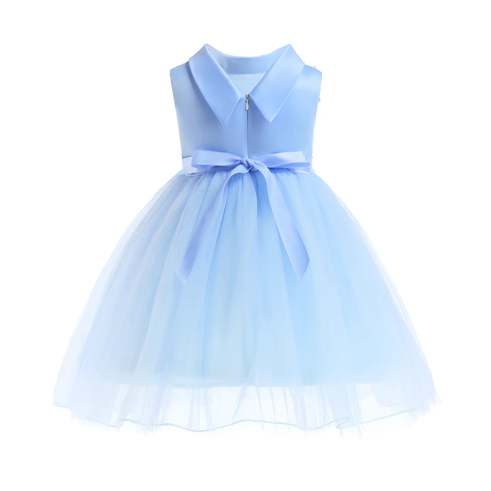 Lace Flower Girls Party Dress 2018 New Blue Princess Kids Dresses For Girls Costumes Cute Sleeveless Children Evening Dresses (6)