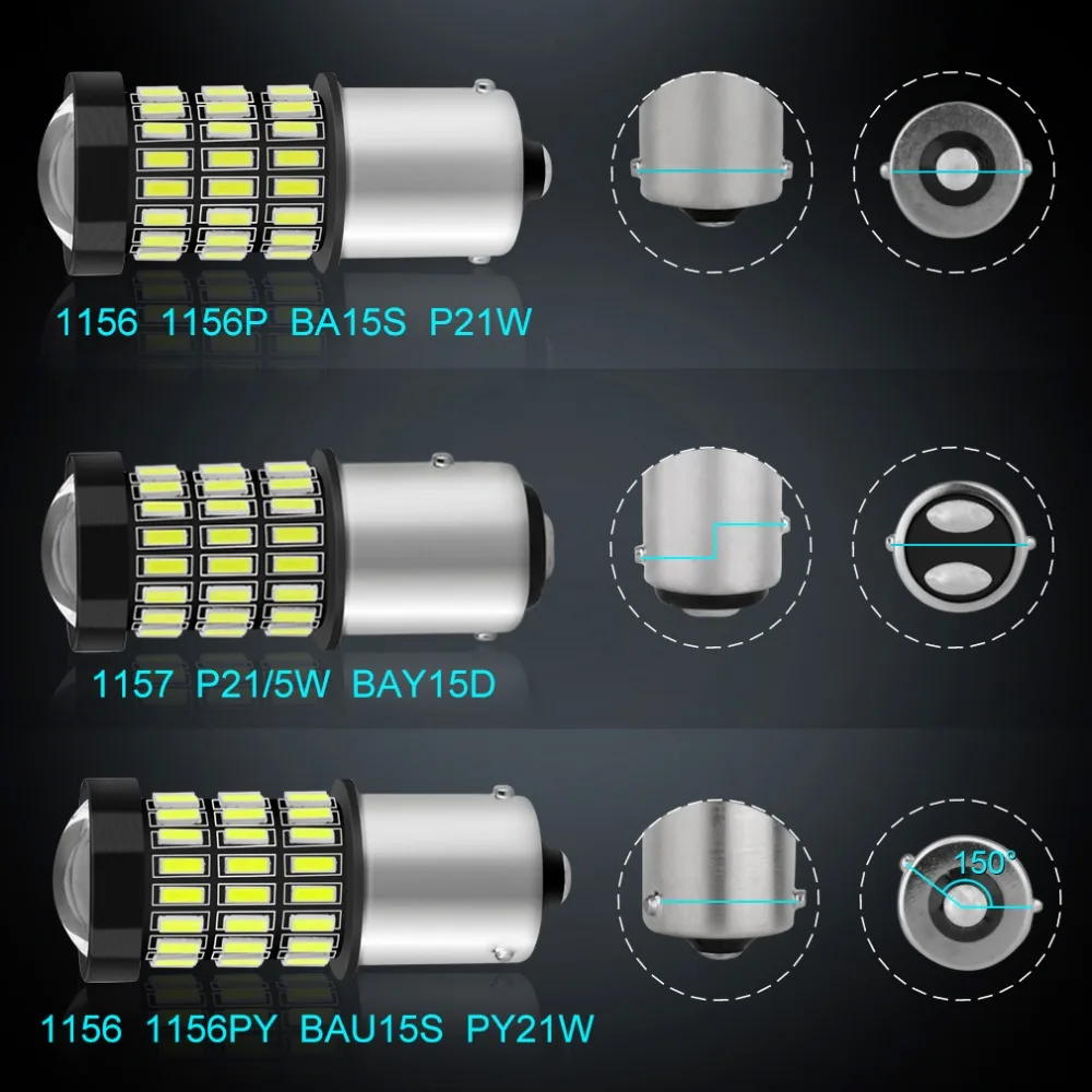 2 шт. 1156 BA15S P21W светодиодный BAU15S PY21W BAY15D светодиодный 1157 P21/5 Вт R5W Canbus без ошибок авто лампы противотуманных фар автомобиля светодиодный светильник 12 V-24 V