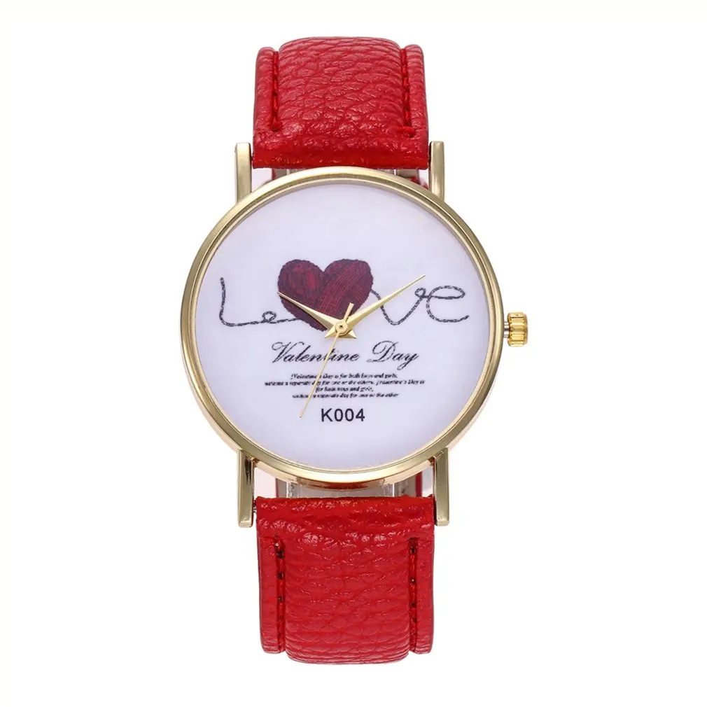 Для женщин любовь кварцевые часы кожаный ремешок Кварцевые часы для женщин для мужчин подарки на день Святого Валентина 2019