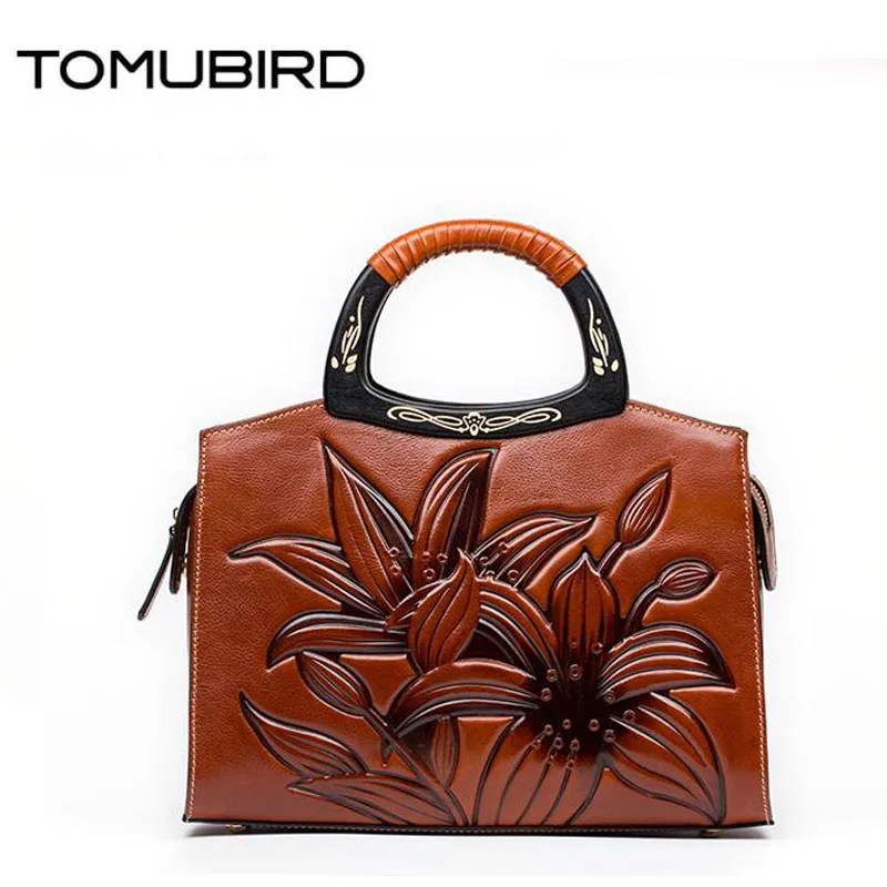 TOMUBIRD новая улучшенная воловья кожа тиснение известный бренд Женская сумка