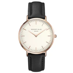 

ROSEFIELD Watch Golden Genuine Leather Quartz Movement Water Resistant 3ATM Watch Women Dress Men Sports Famous Brand Watch