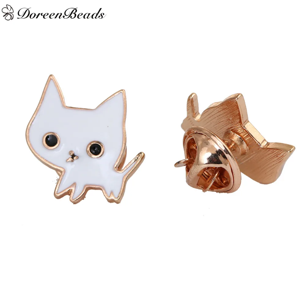 DoreenBeads 1 шт. эмалированные металлические значки на рюкзак с котом броши животными