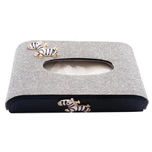 Творческий Роскошные Кристаллы автомобиль коробка ткани с Симпатичные Зебра прекрасный орнамент Бумага коробка случай для Для женщин подарок