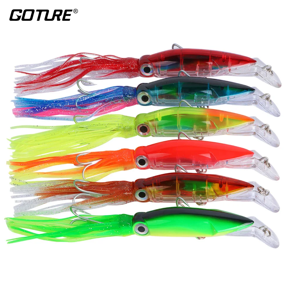 Goture pieuvre calmar leurre de pêche 14cm/40g 6 pcs/lot pêche à la traîne dur artificiel appâts de pêche calmar gabarits (lot de 6)