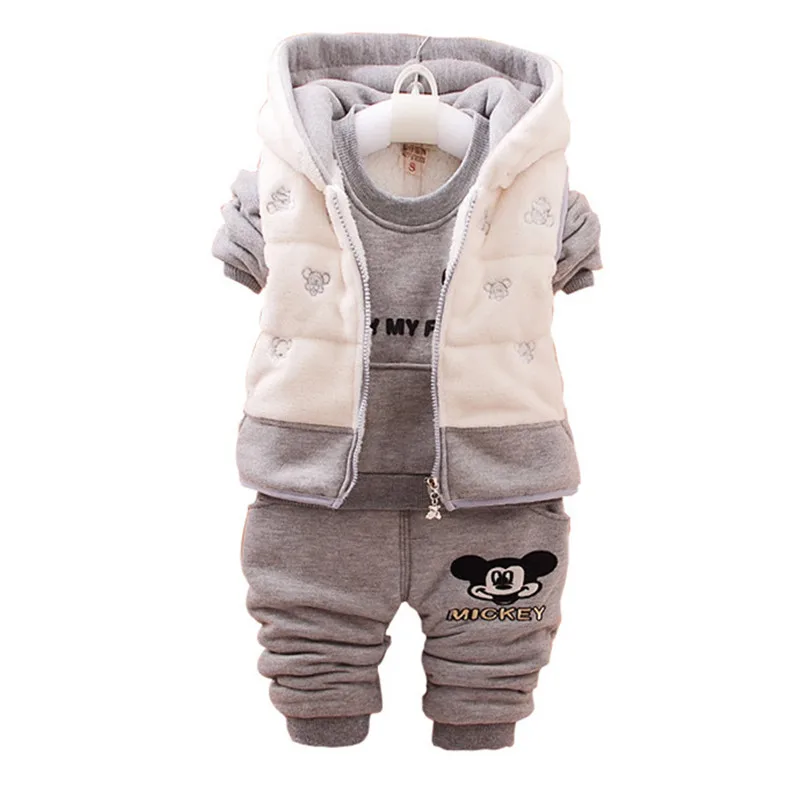 

Fashion Winter Children Clothing Hoodies Sets Infant Waistcoat Boys Girls Fleece Warm Three-piece Suit Thicken Kids Clothes