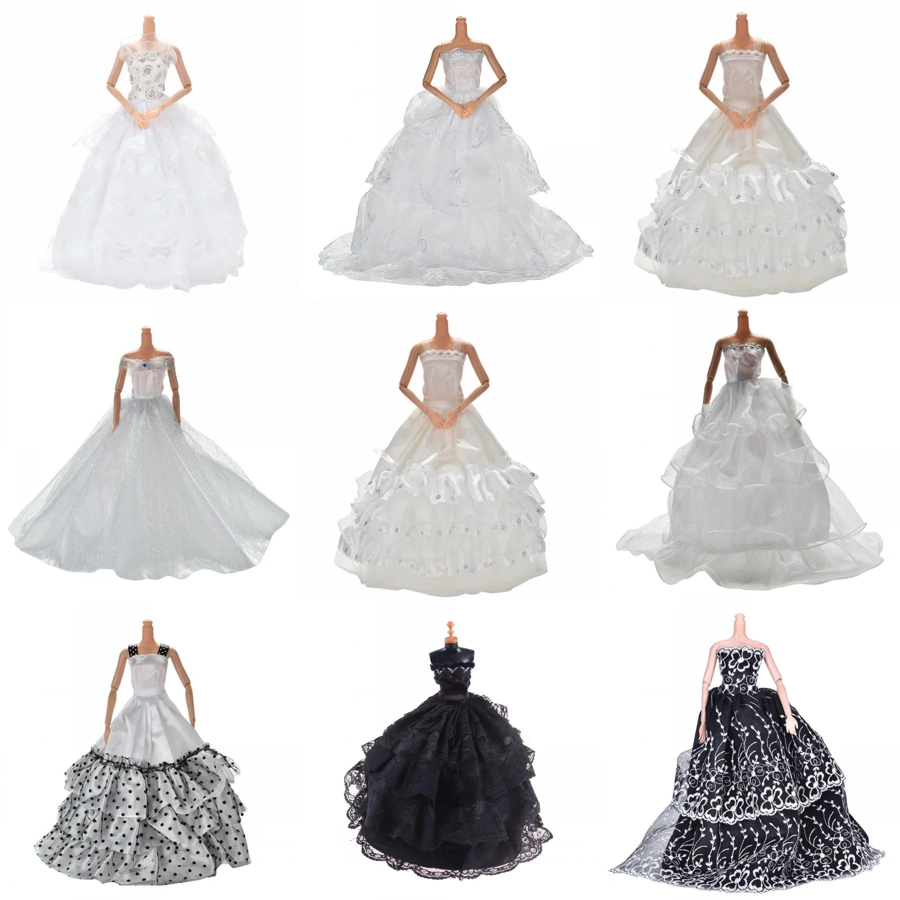 

1PCS Hot Selling New Summer Luxury White Cloth Party Wedding Dress For Girls 11" Doll Clothes Accessories