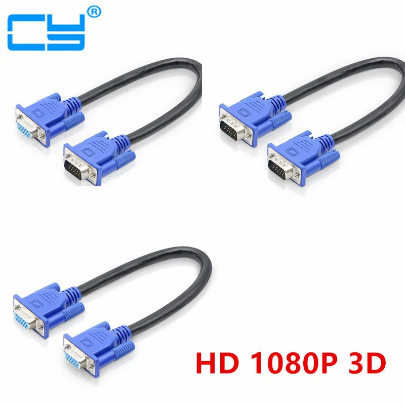 

30cm HD15Pin VGA D-Sub Short Video Cable Cord Male to Male M/M Male to Female and Female to Female for Monitor PC